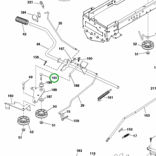 Husqvarna magasságállító csapszeg TS 346, TC 342 fűnyírótraktorhoz robbantott ábra