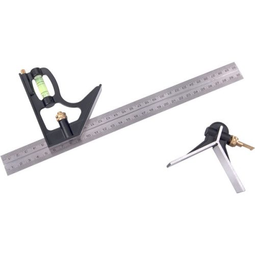 Asztalos kombinált derékszög és vonalzó vízmértékkel (300mm)