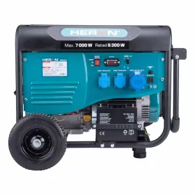   HERON benzinmotoros áramfejlesztő; 6,8 kVA; 230 V; elektromos indítással